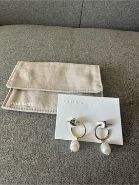 Ana Luisa Nuria Small Pearl 14K Gold Plated Hoop Earrings